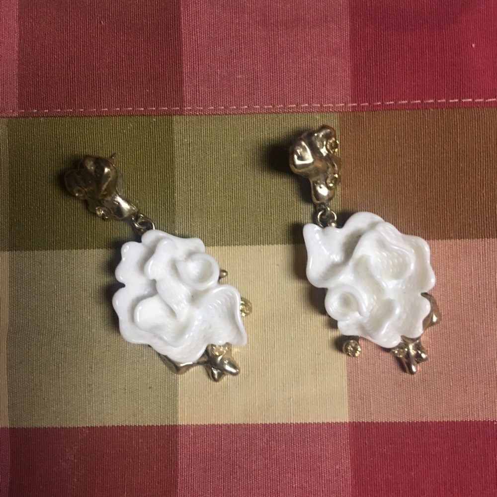 White Statement Earrings